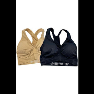 Rhonda Shear 2-pack Seamless Racerback Ahh Bra Black/Tan - Regular